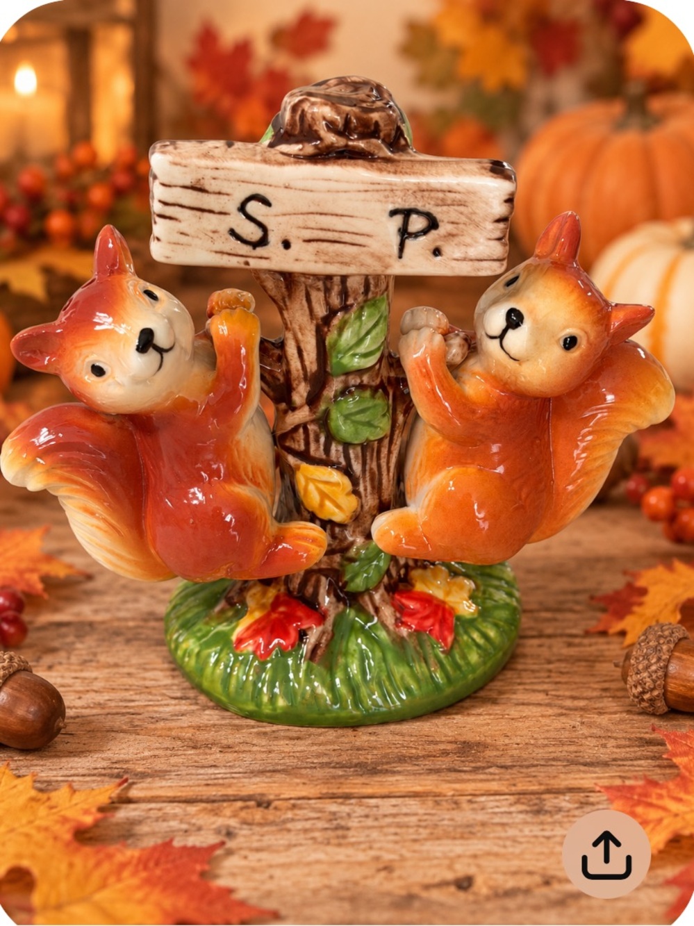 Cracker Barrel Large Orange Squirrel Salt & Pepper Set